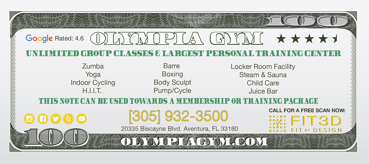 Olympia Gym $100 Special Back Olympia Gym $100 Special Back