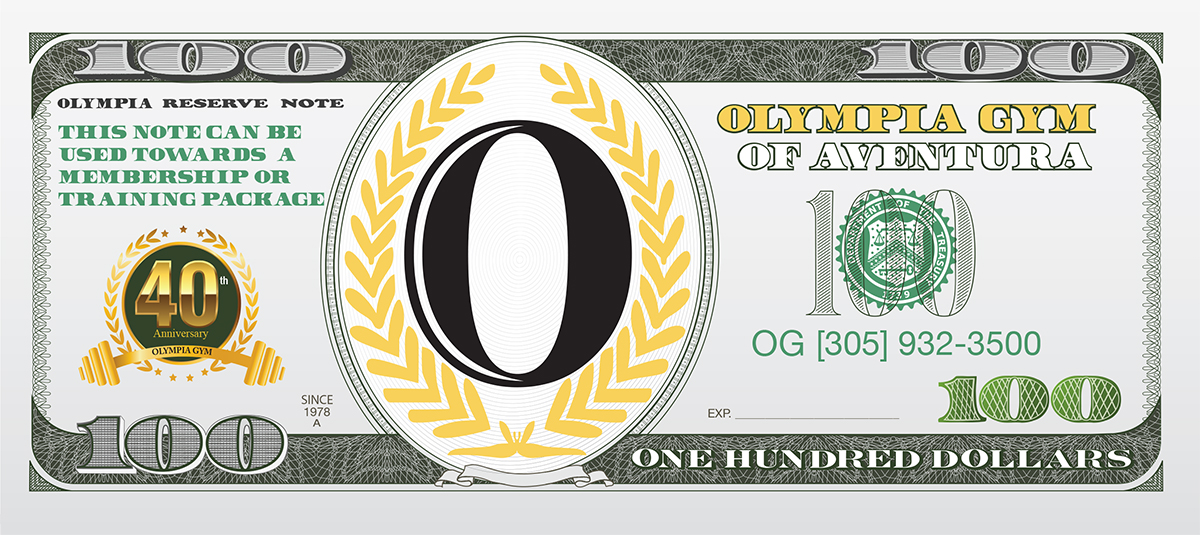 Olympia Gym $100 Special Front Olympia Gym $100 Special Front