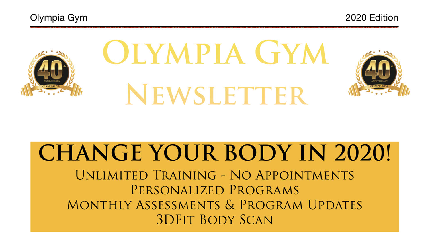 Newsletter - Change Your Body in 2020 