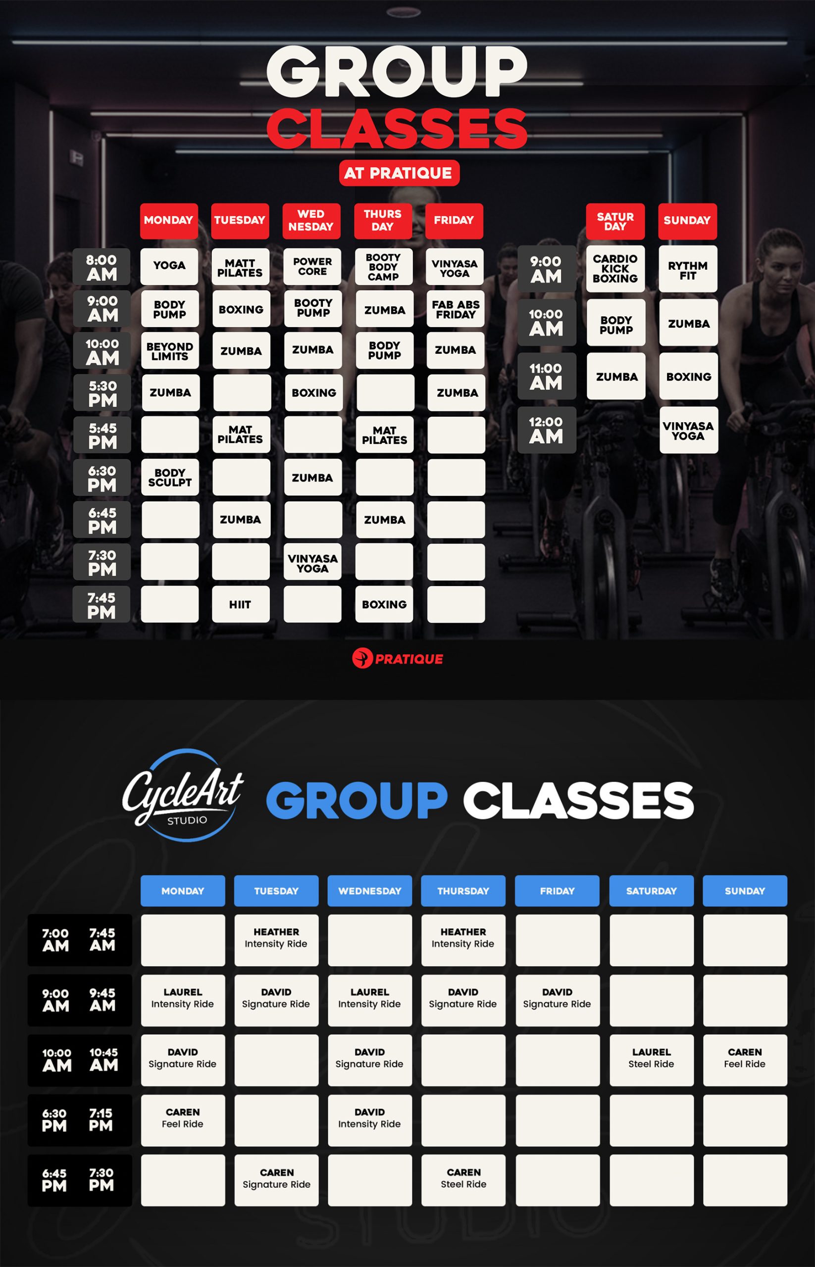 Olympia Gym Group Fitness & Cycling Schedule - February 2026
